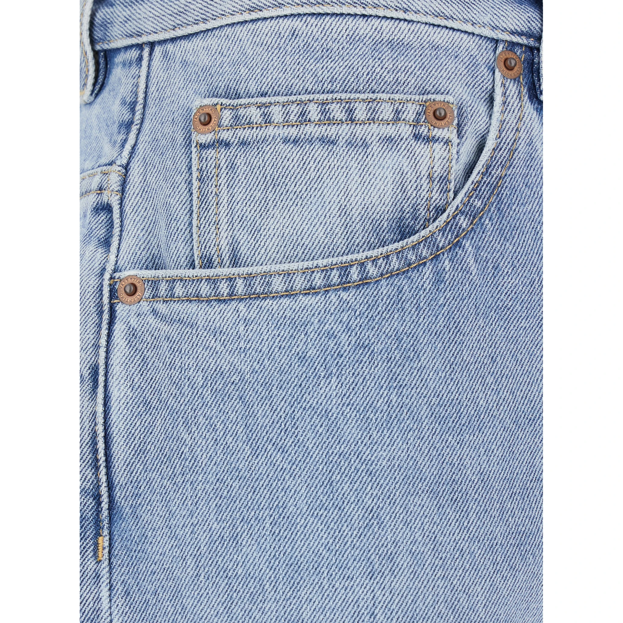 Light Blue Jeans with Belt Loops and Logo Patch on the Rear in Denim Woman
