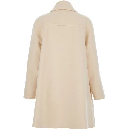 Beige Jacket with Pointed Collar and VLogo Plaque on the Pocket in Wool Woman