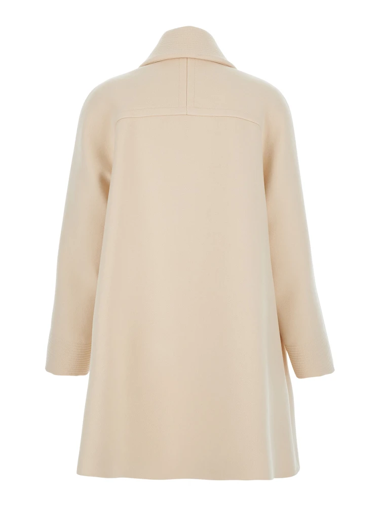 Beige Jacket with Pointed Collar and VLogo Plaque on the Pocket in Wool Woman alternative