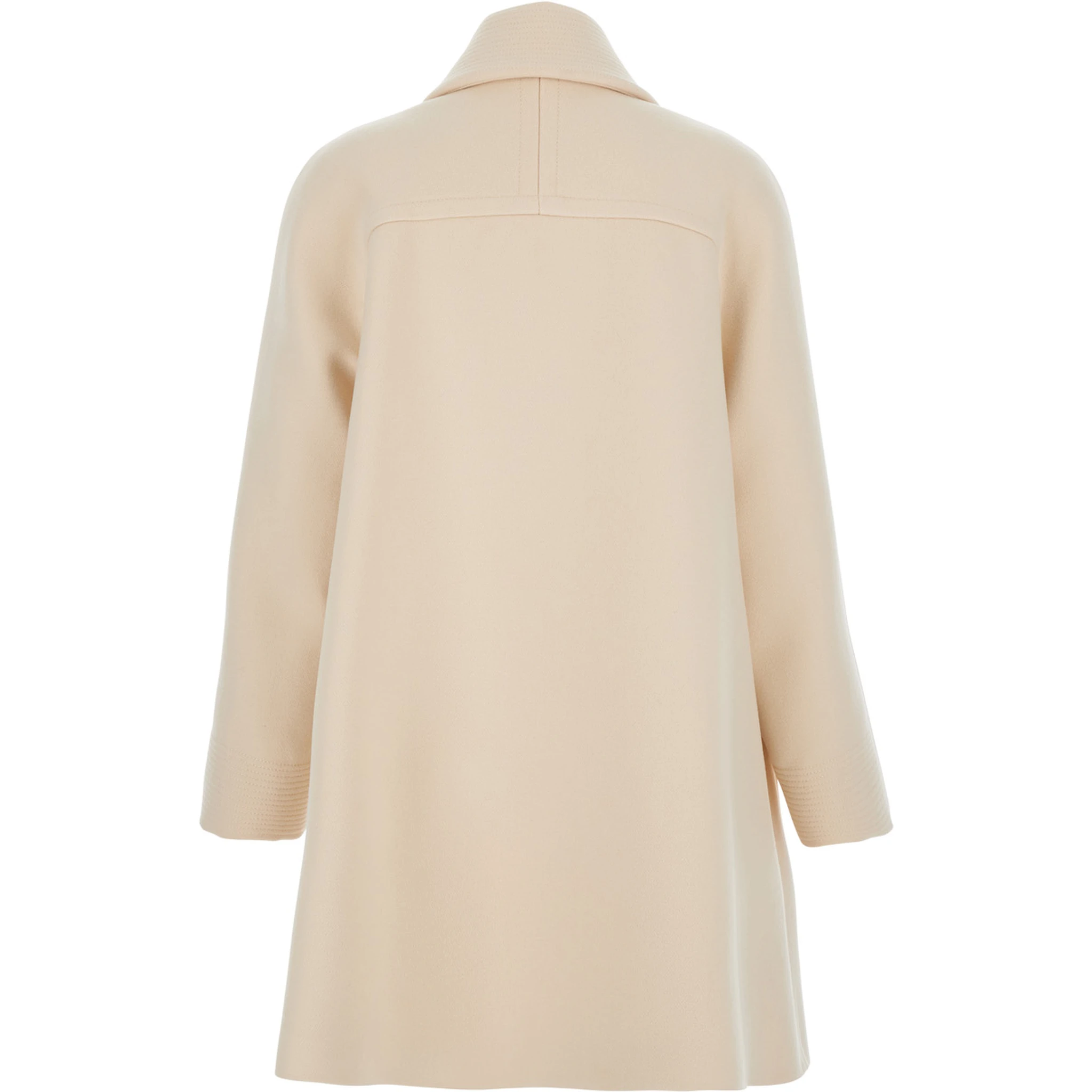 Beige Jacket with Pointed Collar and VLogo Plaque on the Pocket in Wool Woman