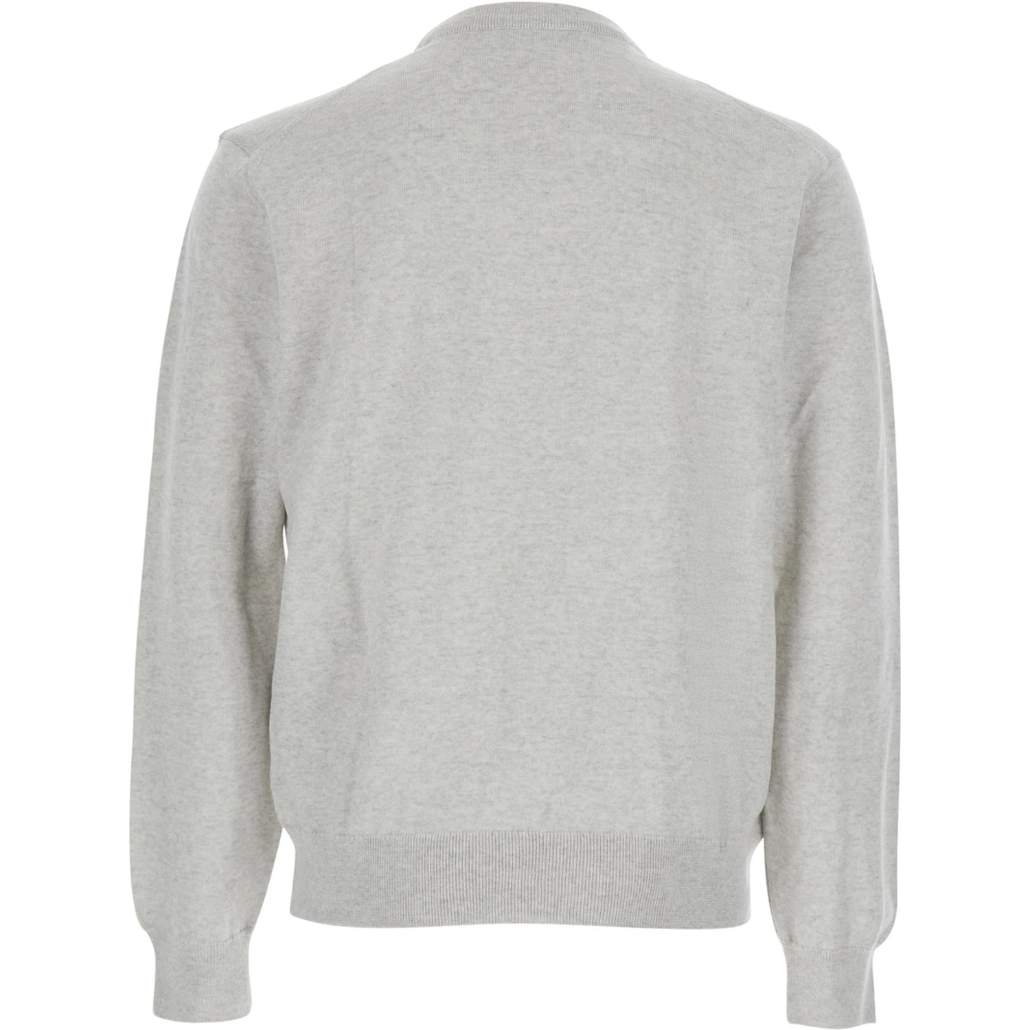 Grey Crew Neck Sweater with Fox Patch on the Front in Wool Man