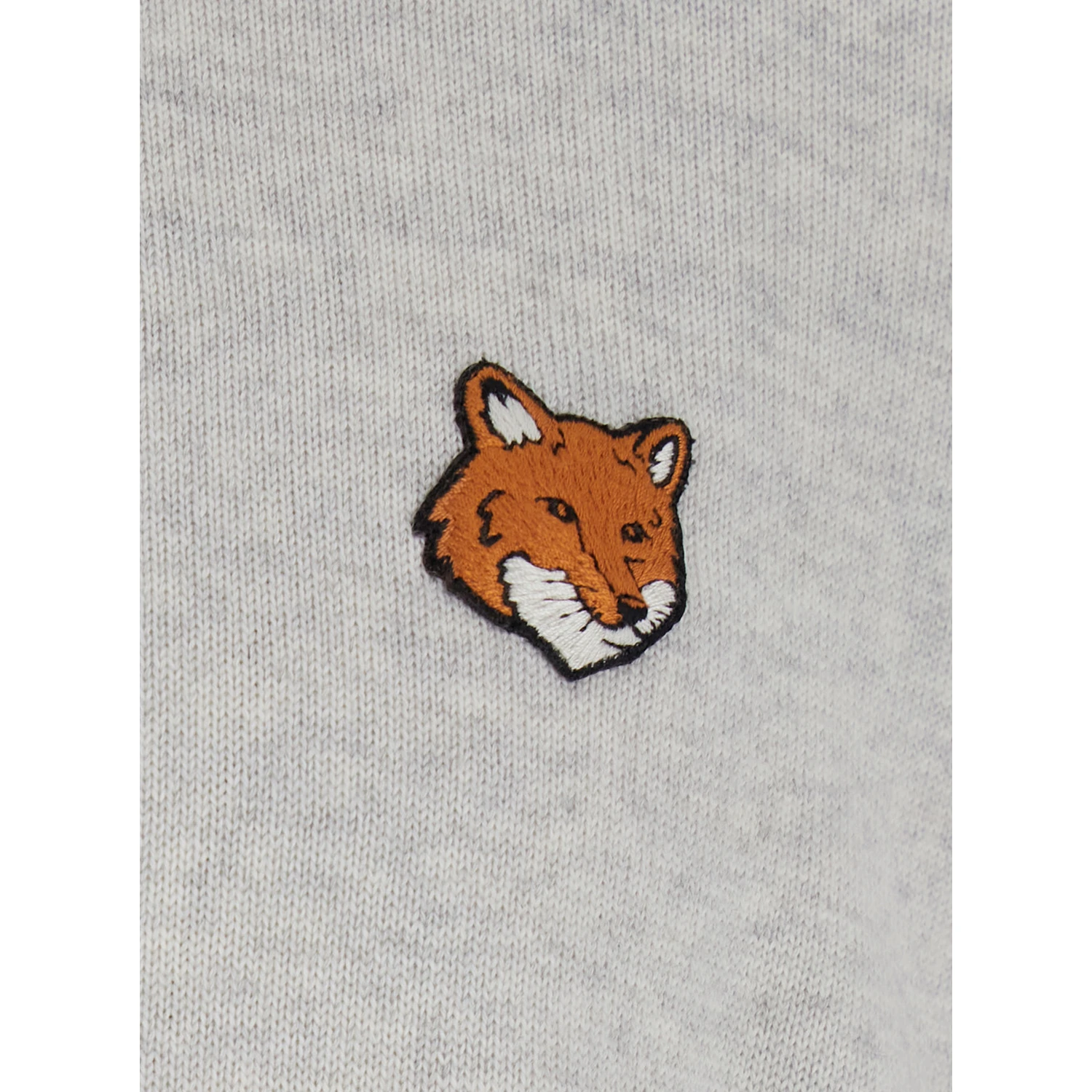 Grey Crew Neck Sweater with Fox Patch on the Front in Wool Man
