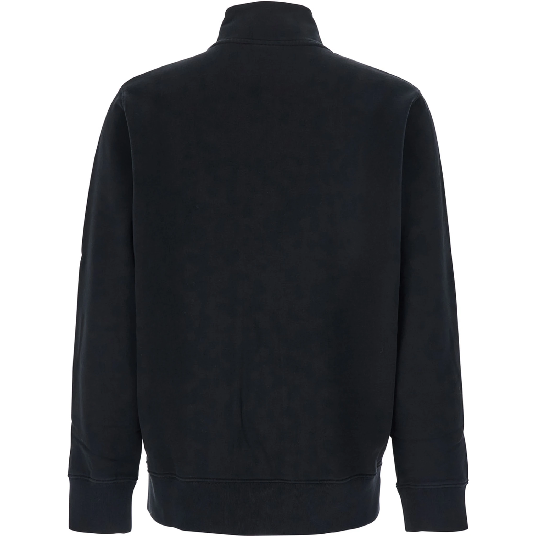 Black Sweatshirt with High Neck and Logo Patch on the Front in Cotton Man