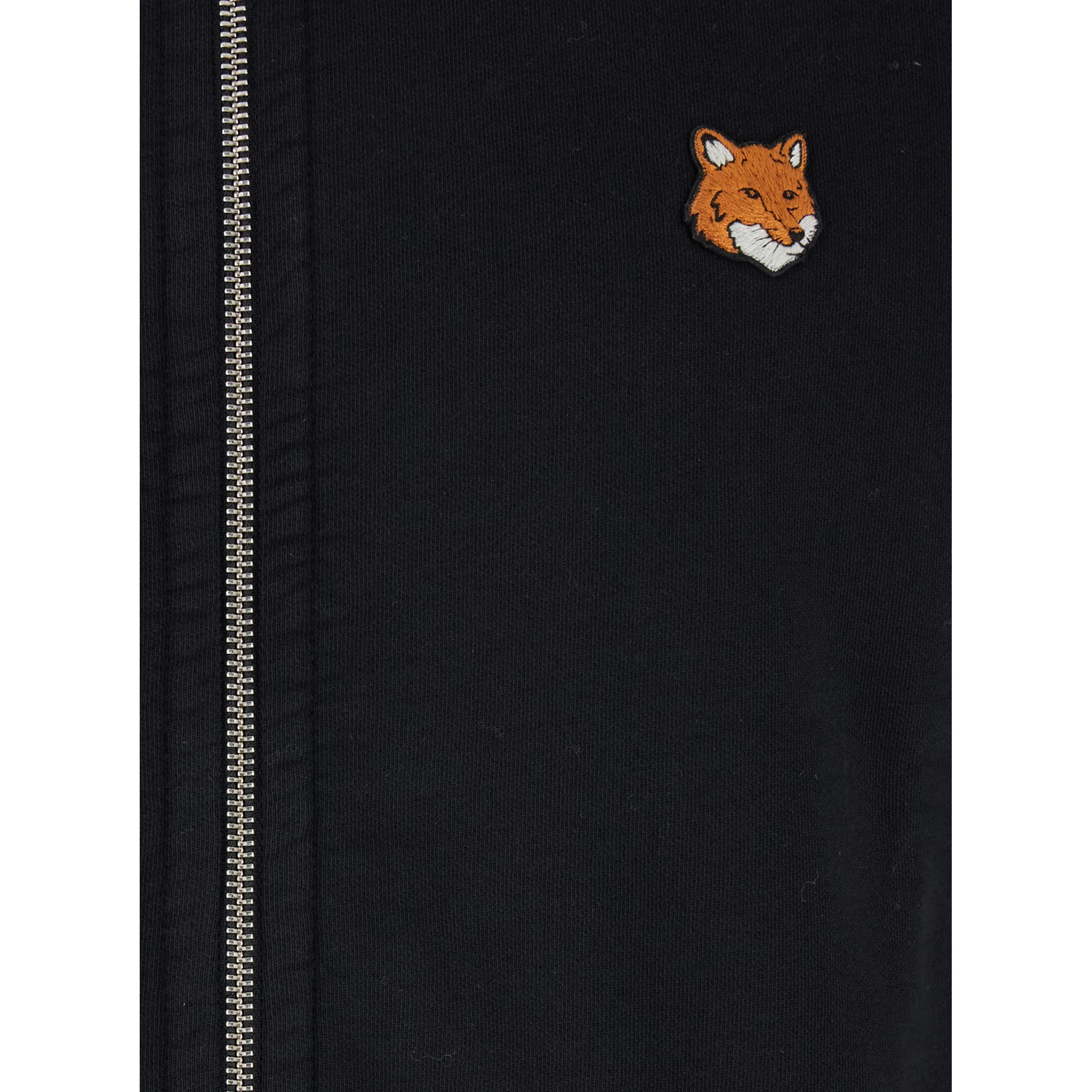 Black Sweatshirt with High Neck and Logo Patch on the Front in Cotton Man