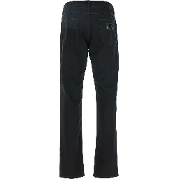 Black High Waist Jeans with Ripped Details and Logo Patch on the Rear in Denim Man