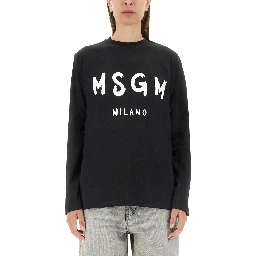 T-SHIRT WITH BRUSHED LOGO