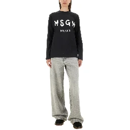 T-SHIRT WITH BRUSHED LOGO