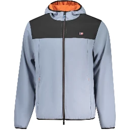 Blue Polyester Men Jacket