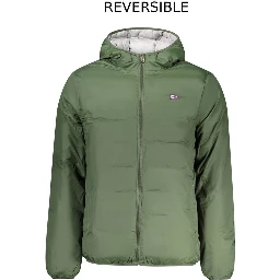 Green Polyester Men's Reversible Jacket