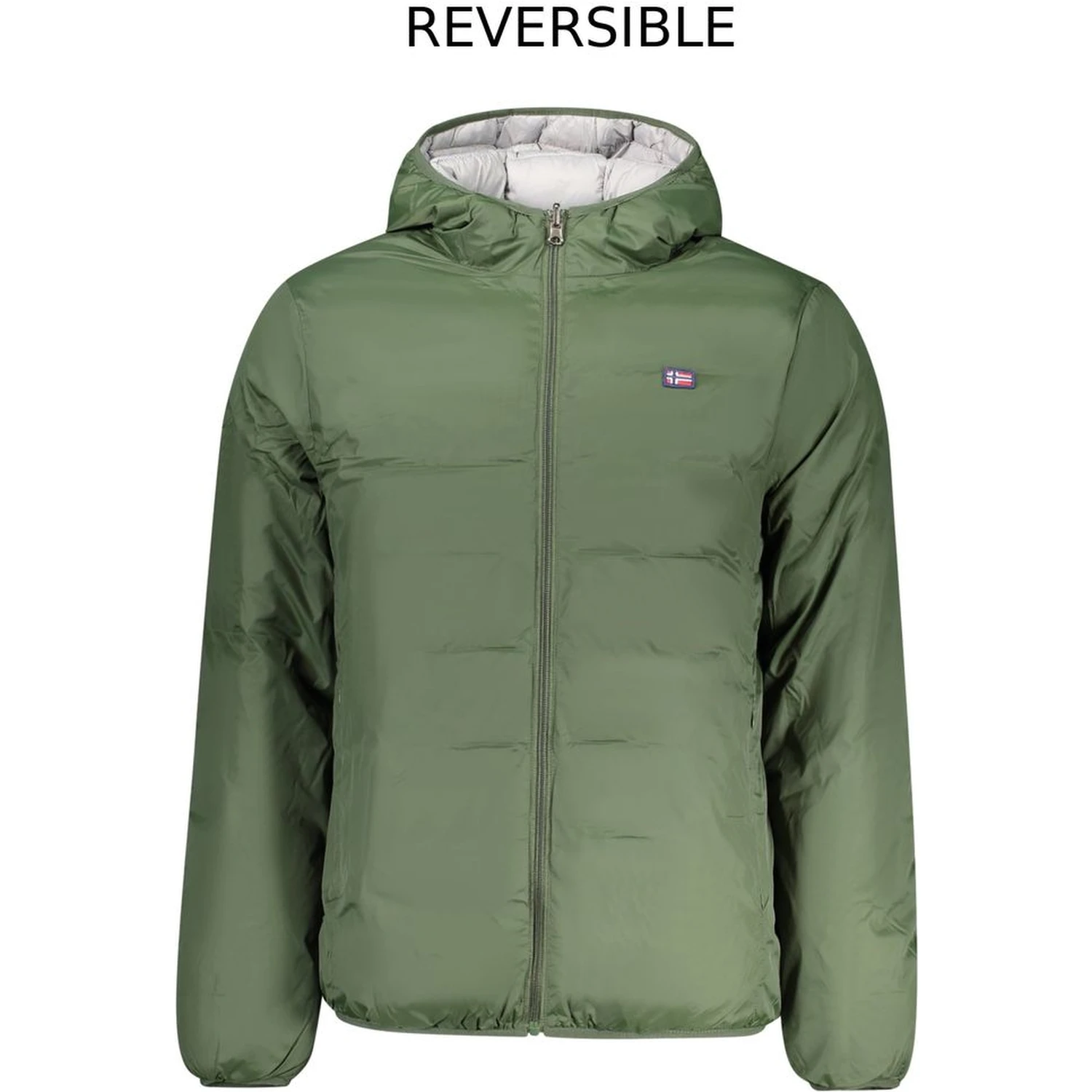Green Polyester Men's Reversible Jacket