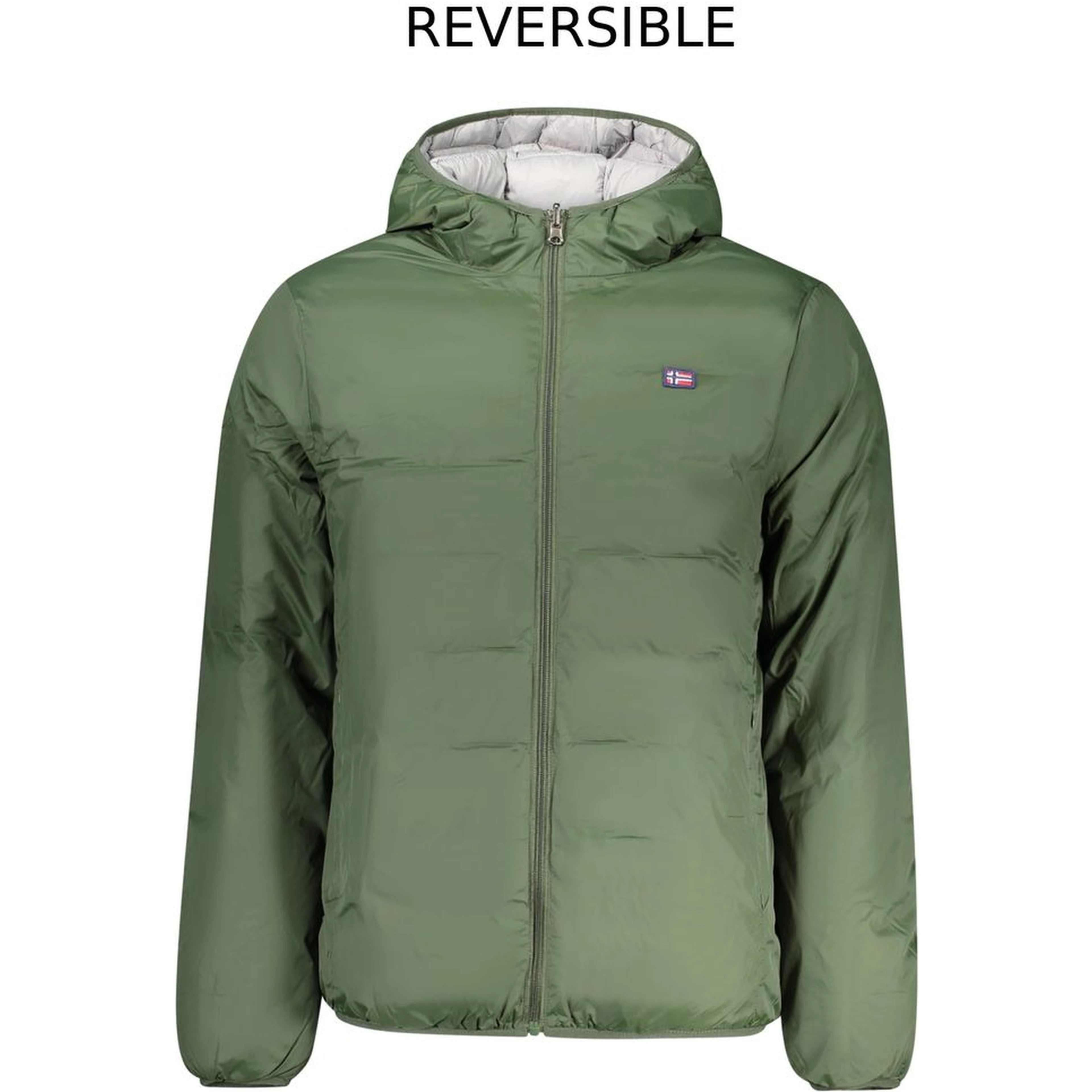 Green Polyester Men's Reversible Jacket