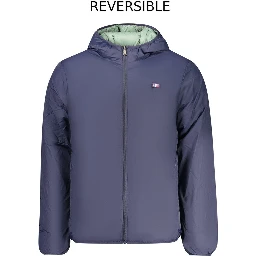 Blue Polyester Men Jacket