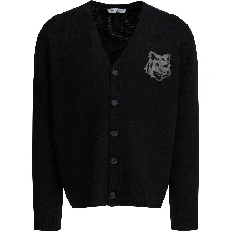 Wool cardigan with Fox Head