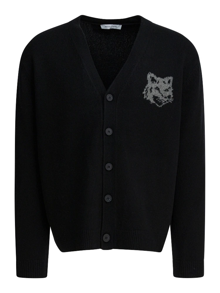 Wool cardigan with Fox Head