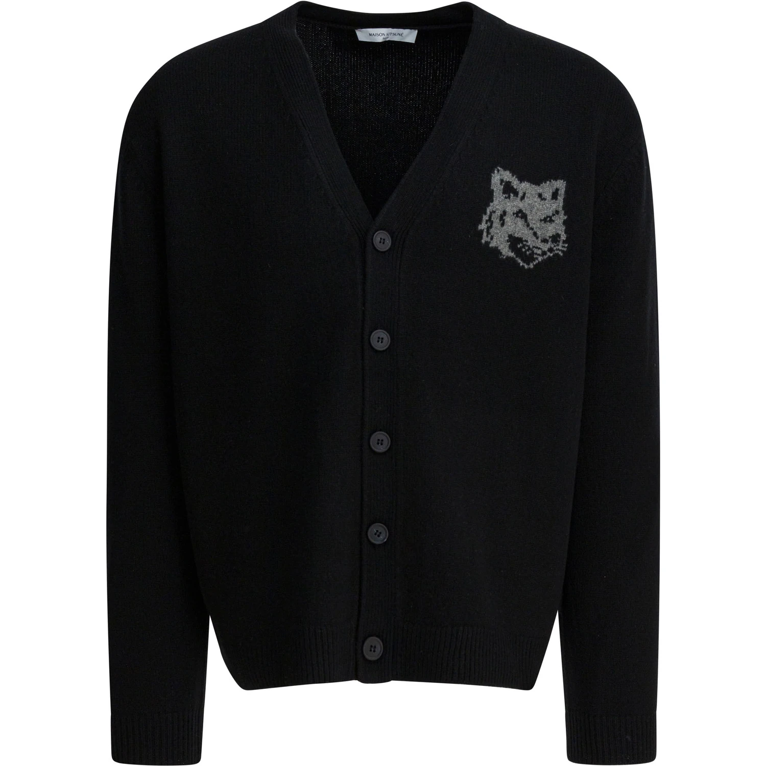 Wool cardigan with Fox Head