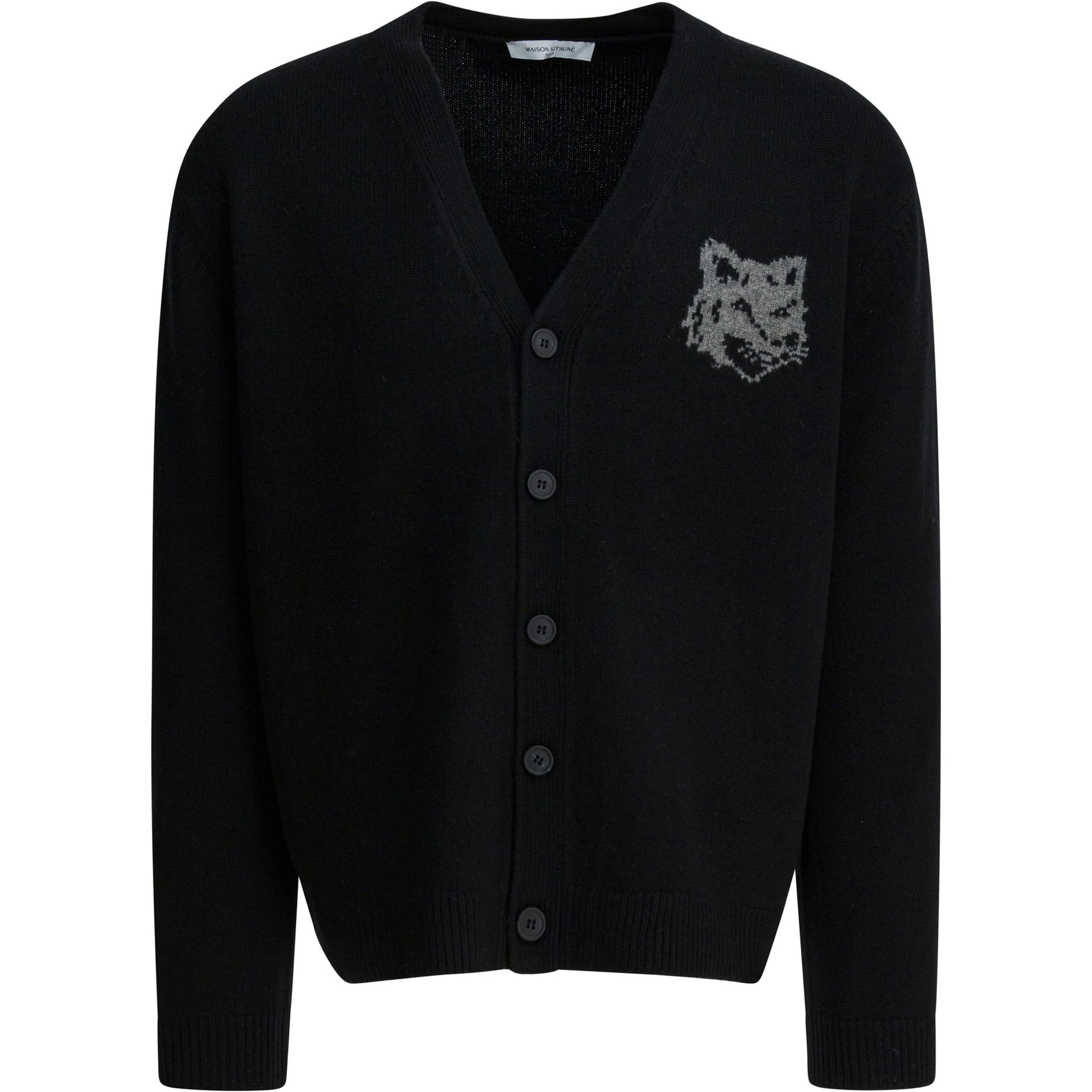 Wool cardigan with Fox Head