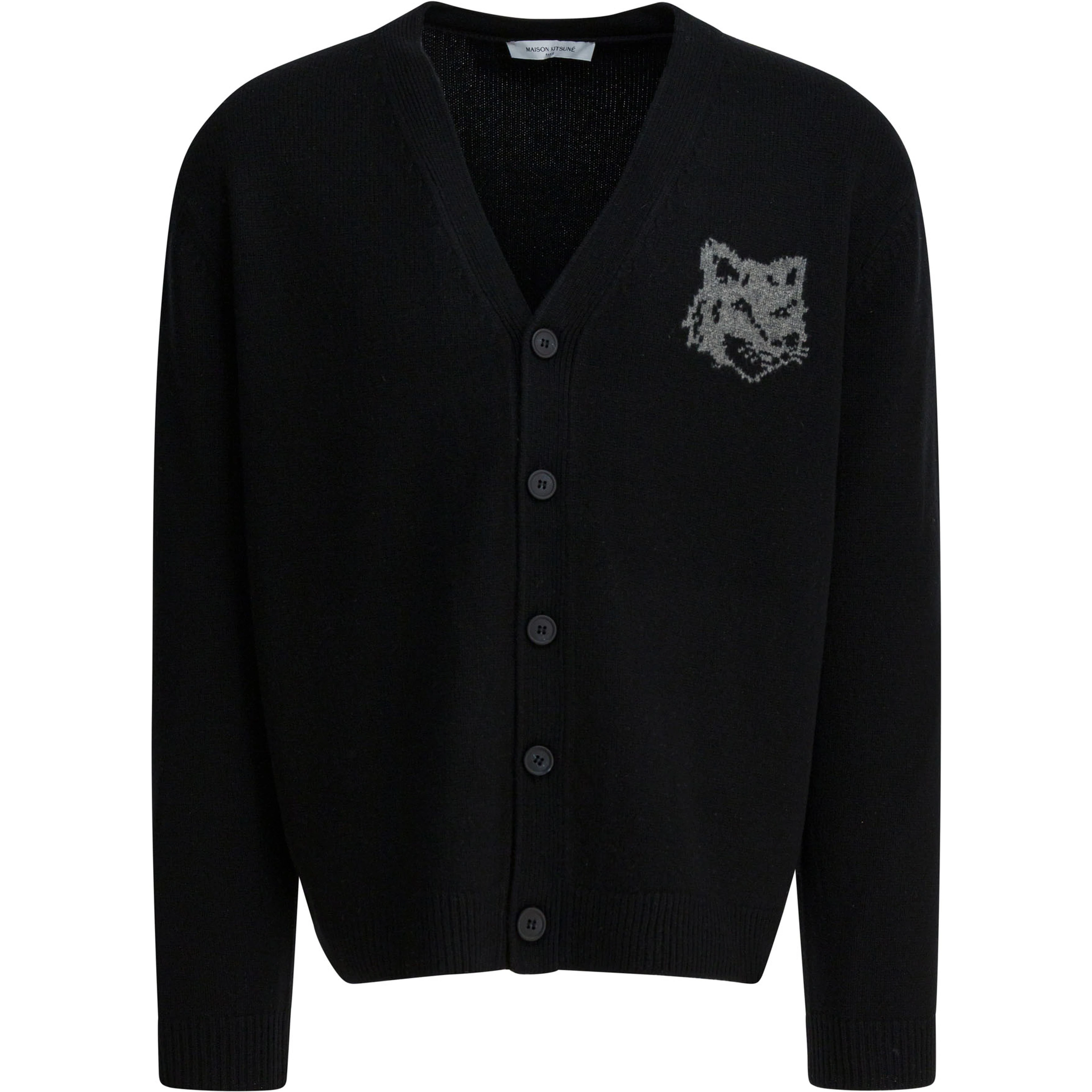 Wool cardigan with Fox Head