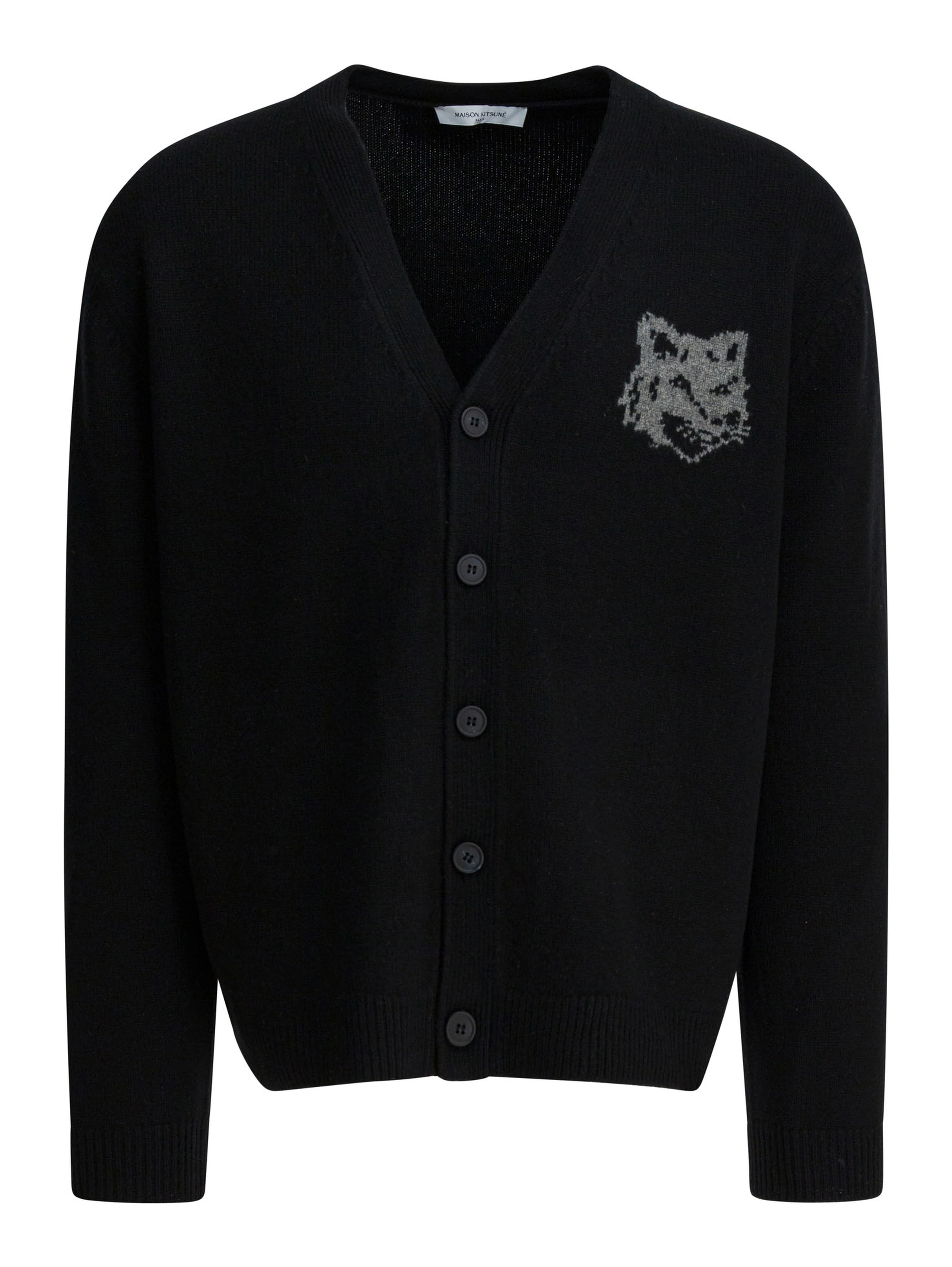 Wool cardigan with Fox Head