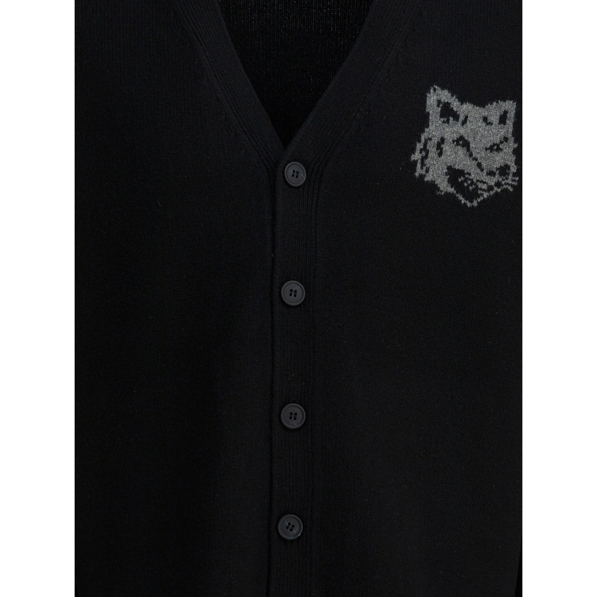 Wool cardigan with Fox Head