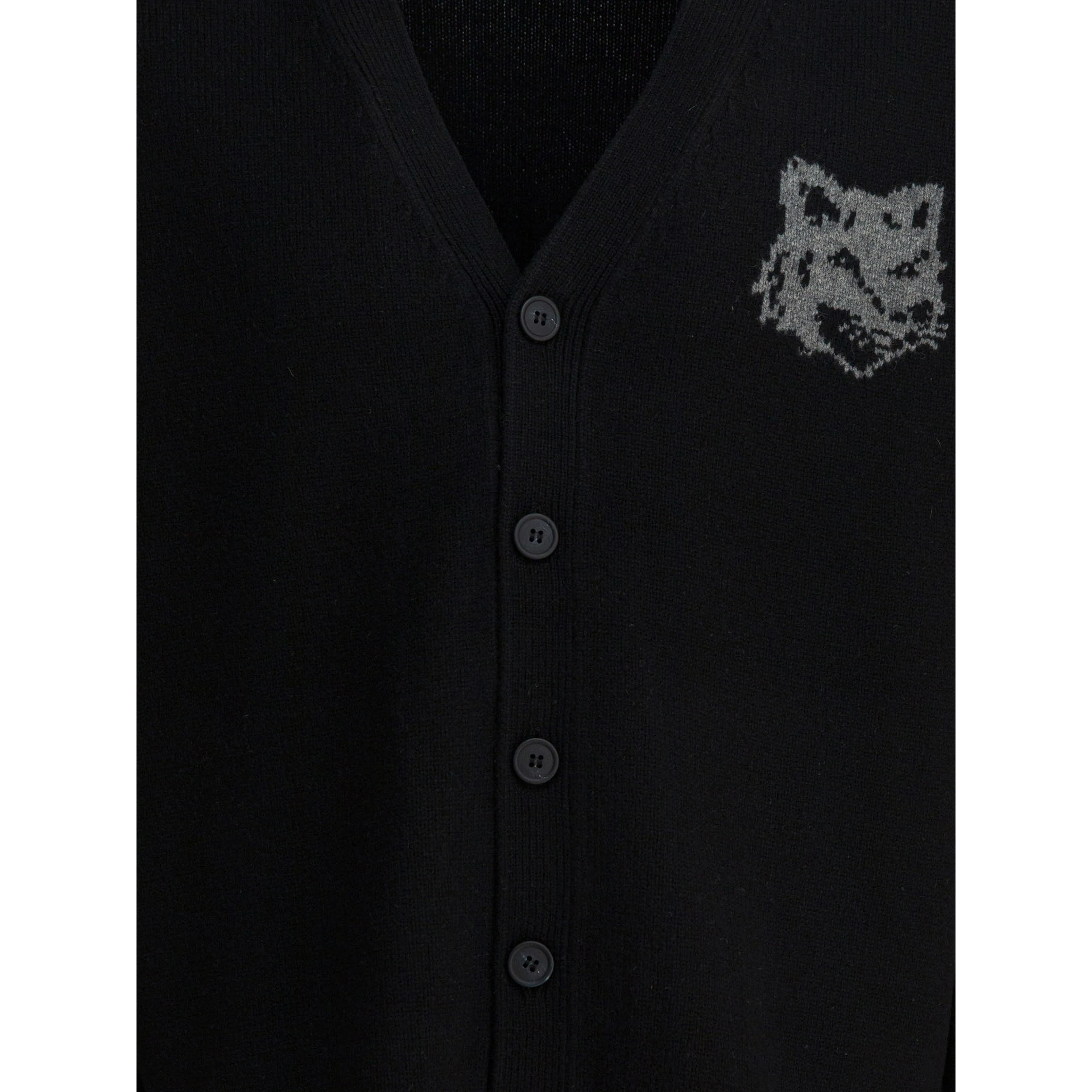 Wool cardigan with Fox Head