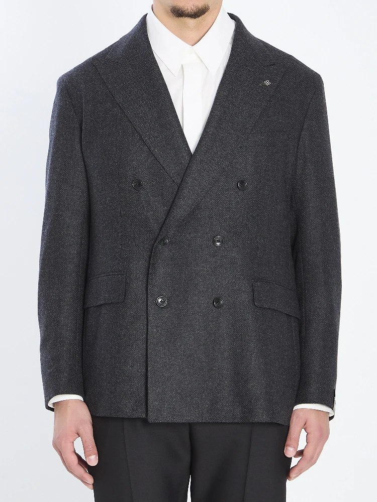 Double-breasted jacket in diagonal wool