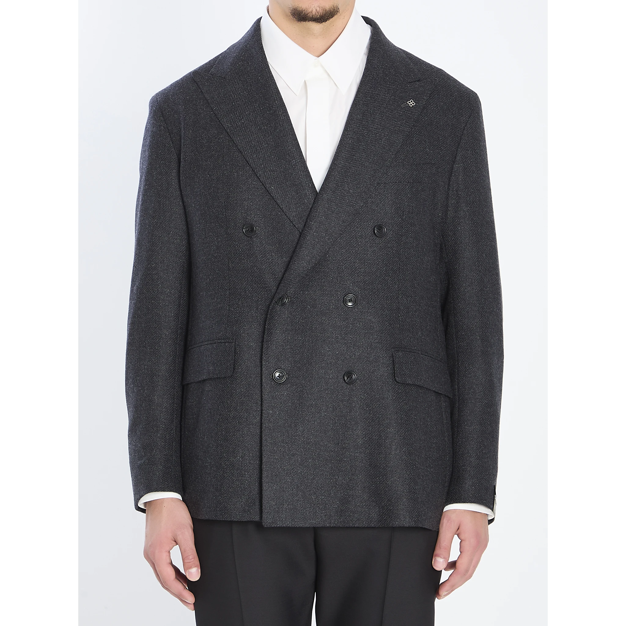 Double-breasted jacket in diagonal wool