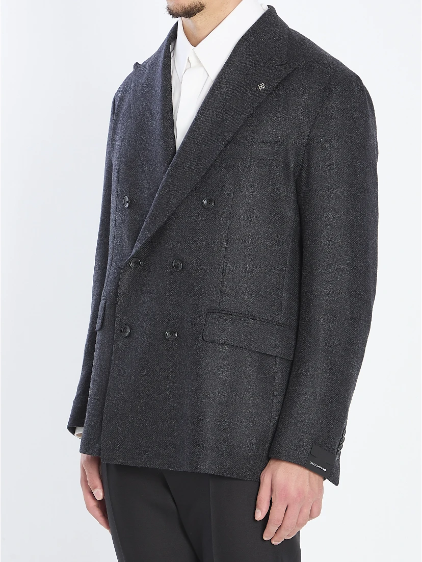 Double-breasted jacket in diagonal wool