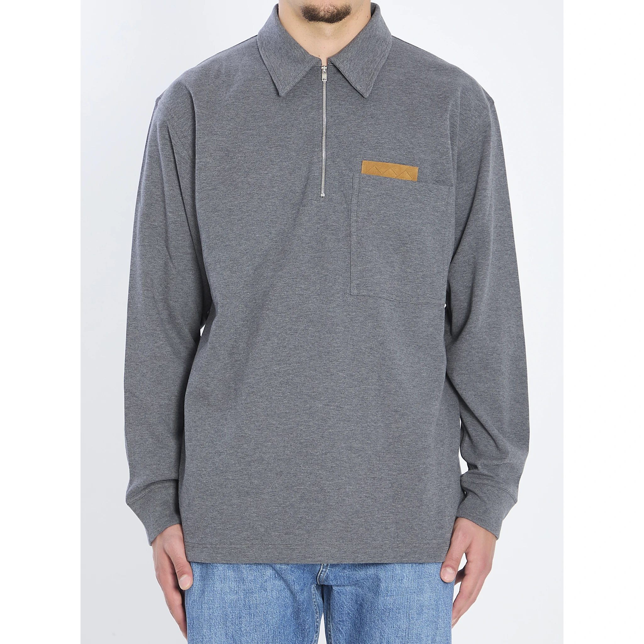 Double-layered mélange cotton polo