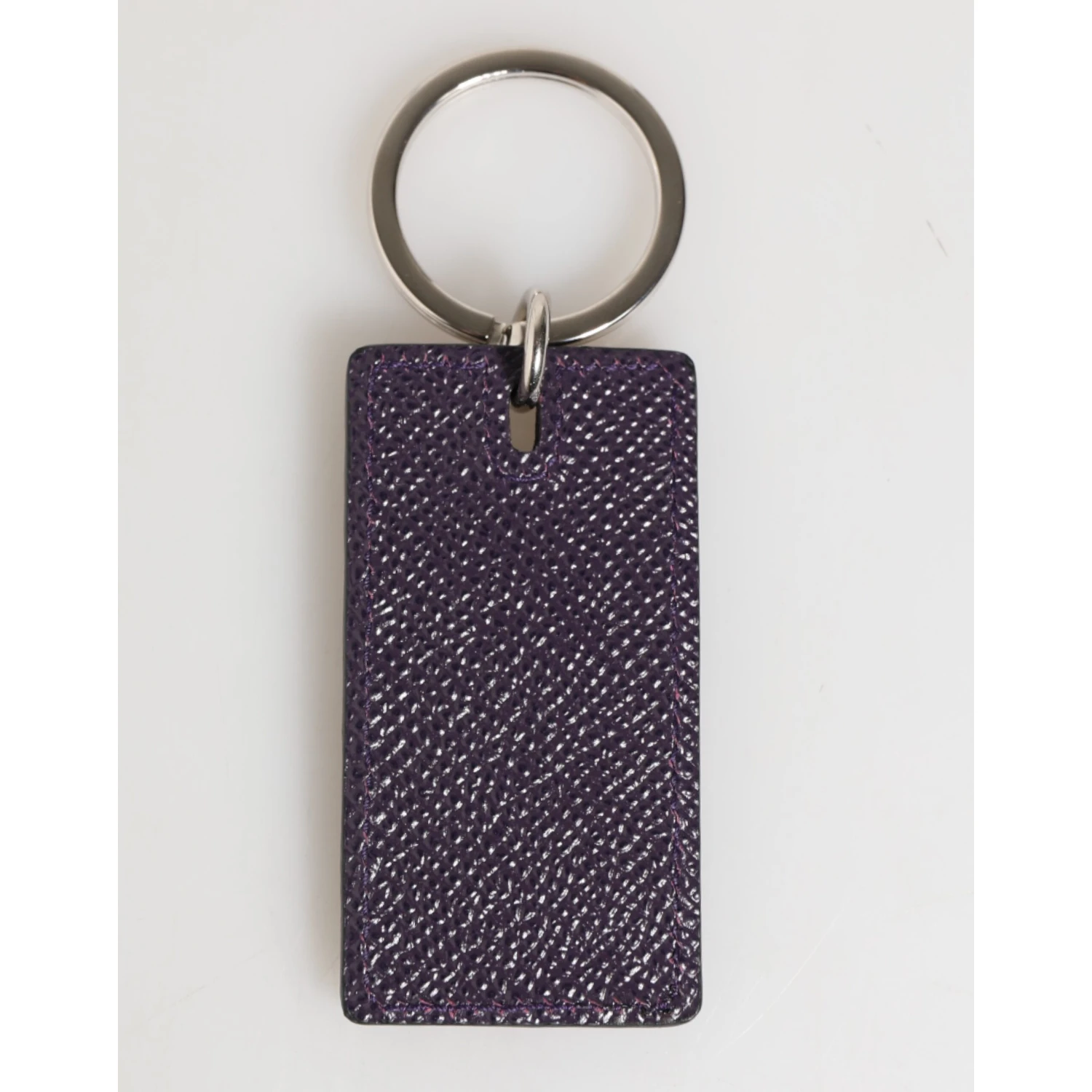 Violet Leather Logo Metal Ring Men Keychain Keyring