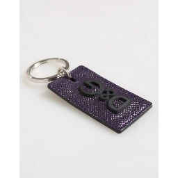 Violet Leather Logo Metal Ring Men Keychain Keyring