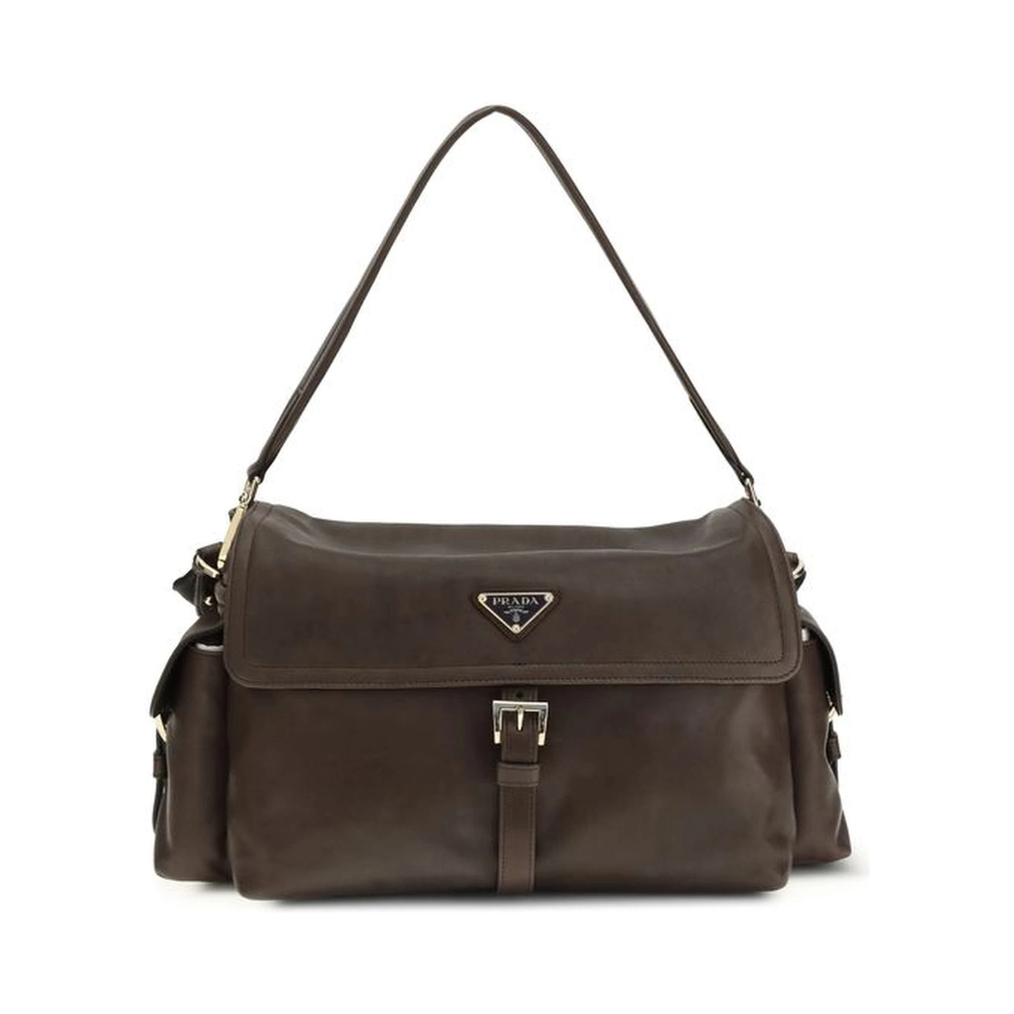Brown Recycled Polyamide Shoulder Bag
