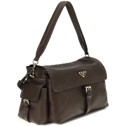 Brown Recycled Polyamide Shoulder Bag