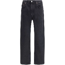 Black Cotton Straight-Leg Jeans
