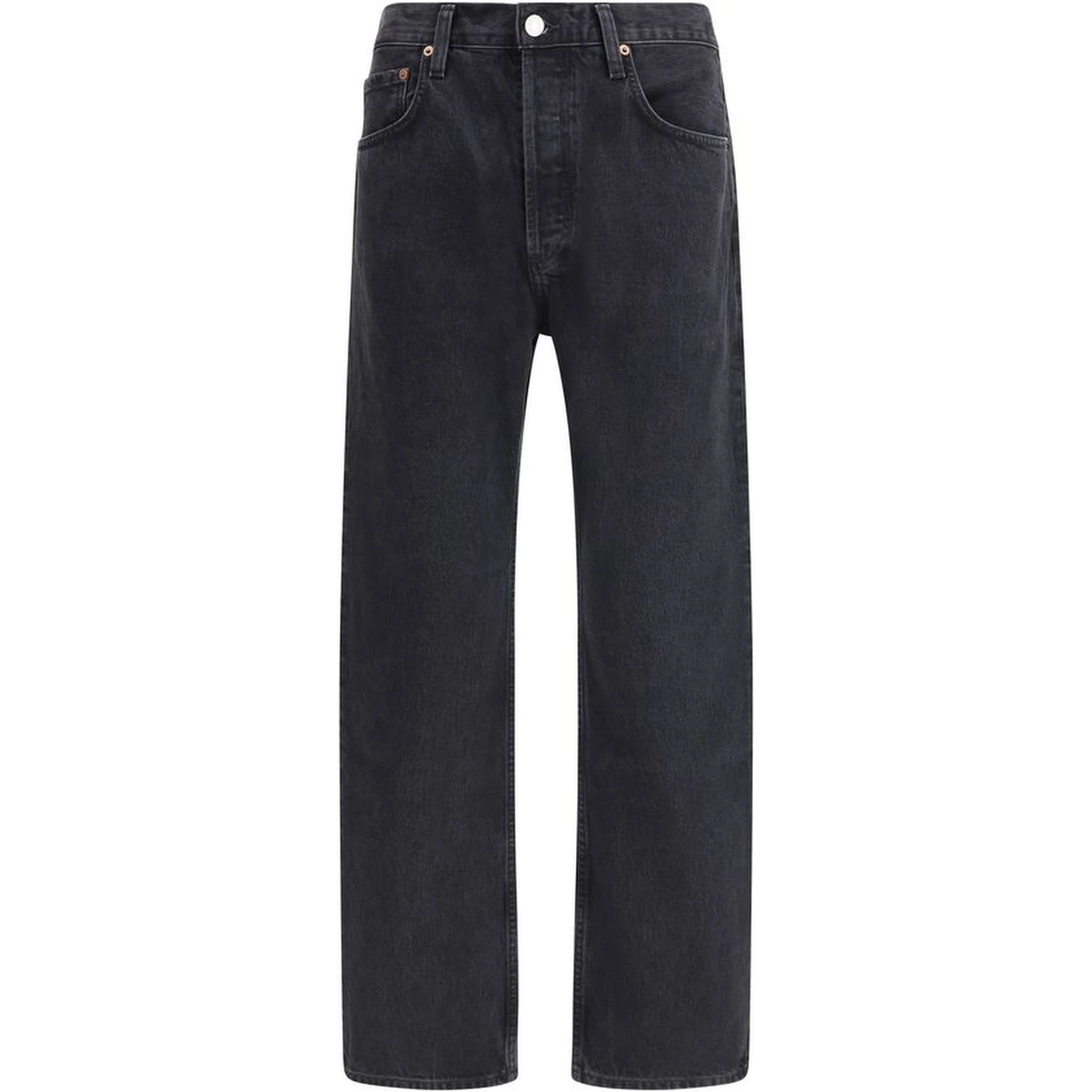 Black Cotton Straight-Leg Jeans