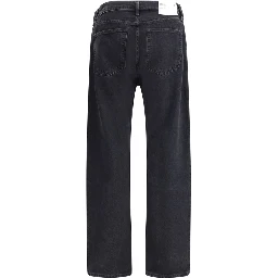 Black Cotton Straight-Leg Jeans