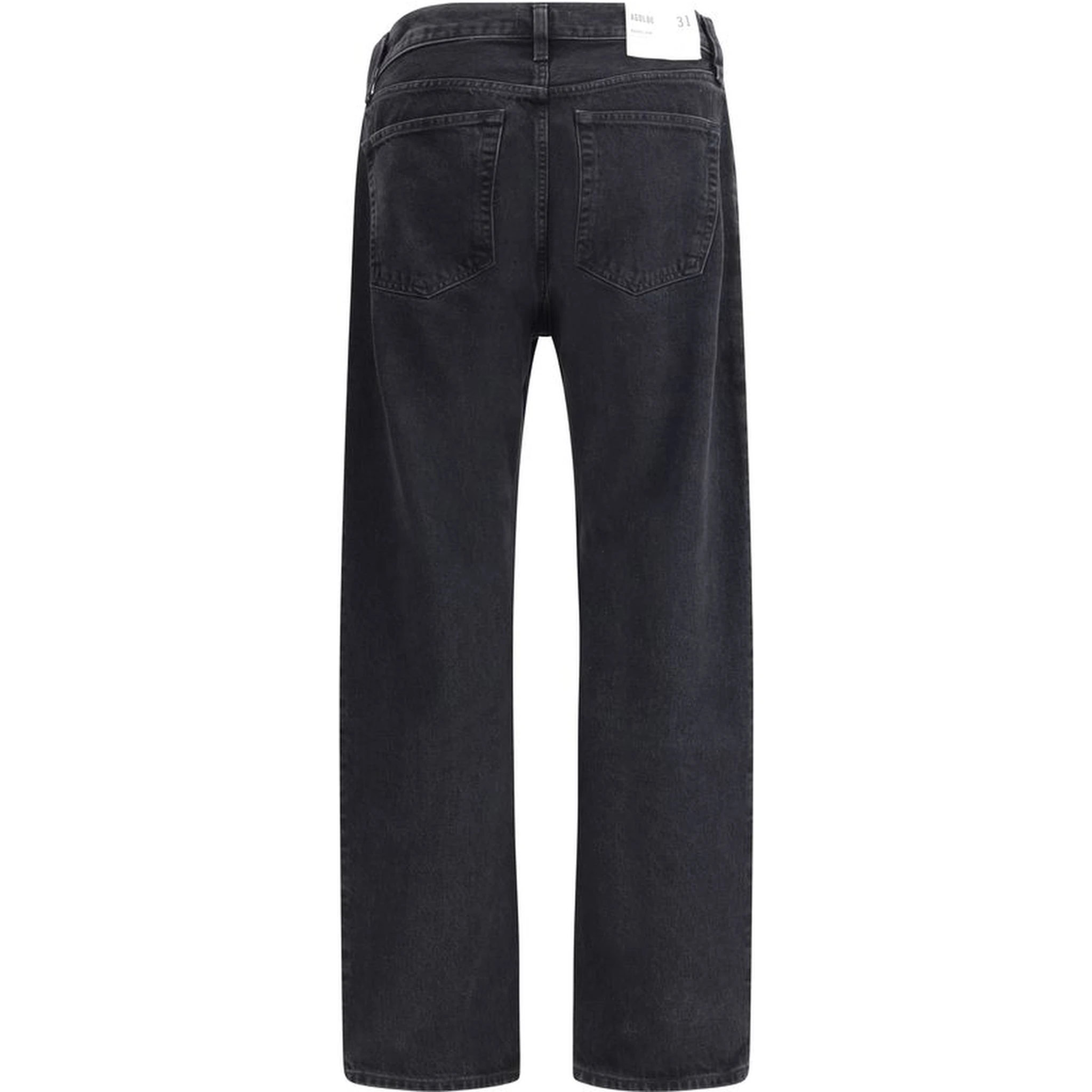Black Cotton Straight-Leg Jeans