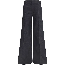 Black Polyester Flared Pants