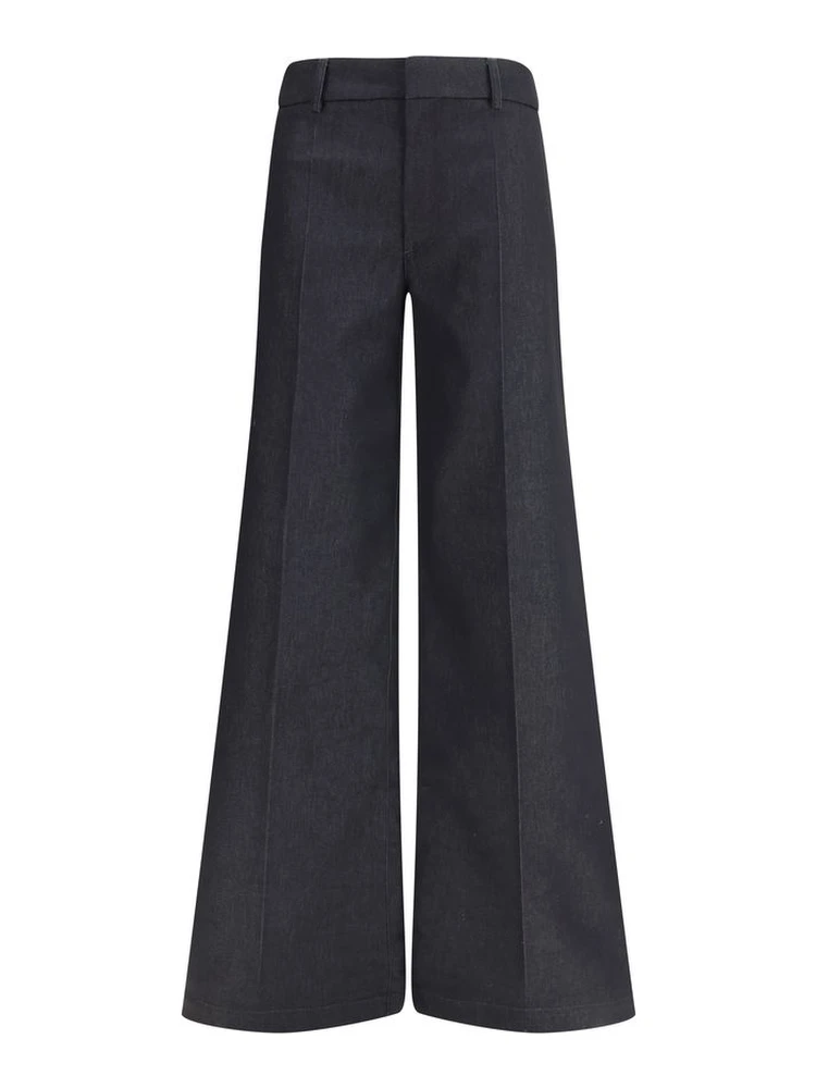 Black Polyester Flared Pants