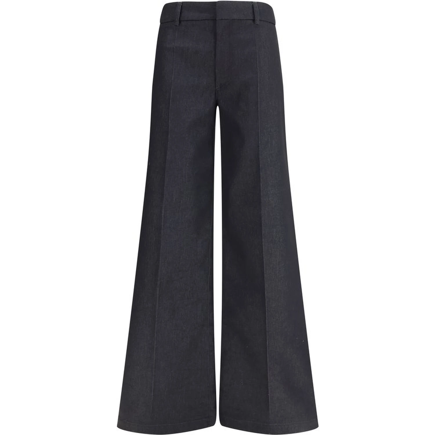 Black Polyester Flared Pants