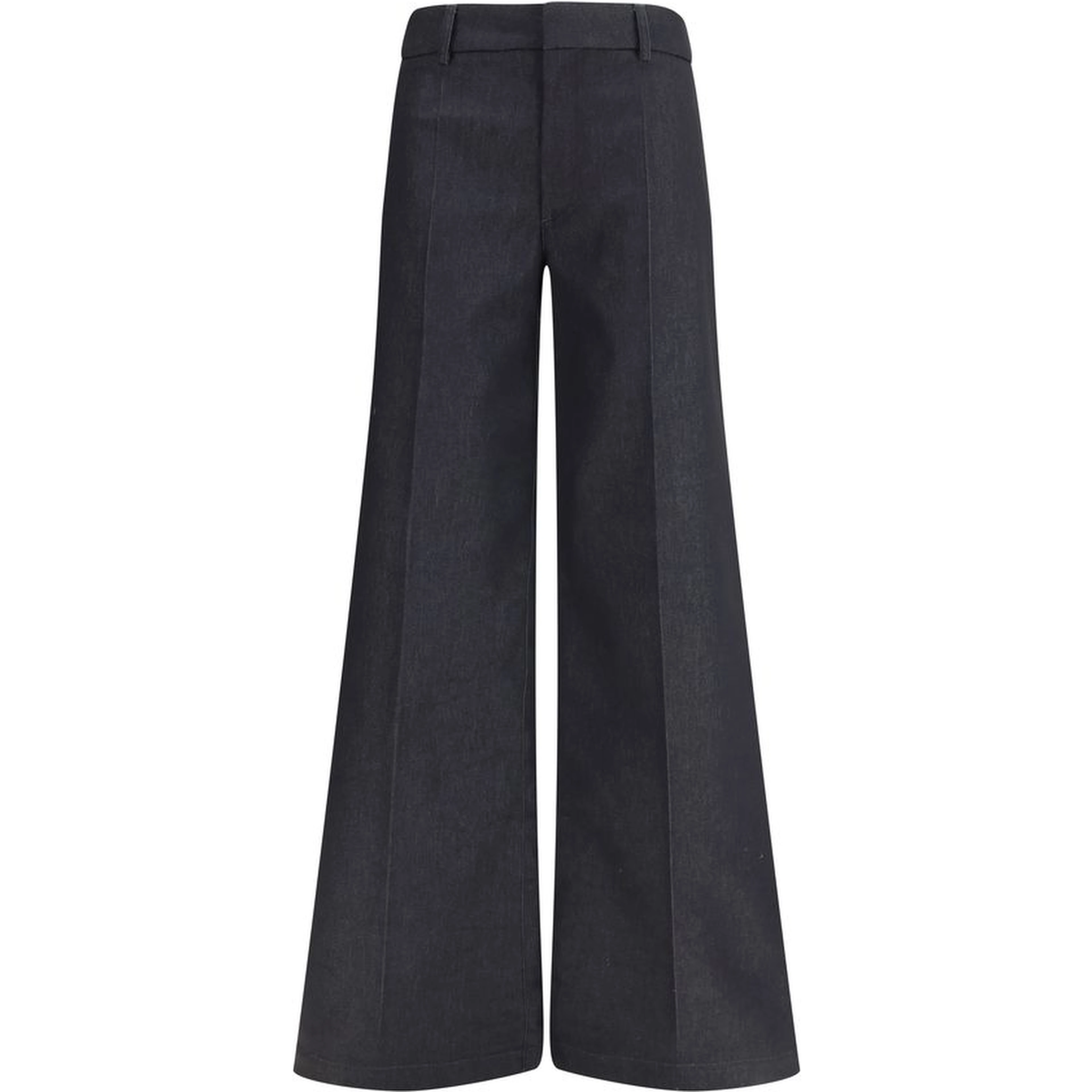 Black Polyester Flared Pants