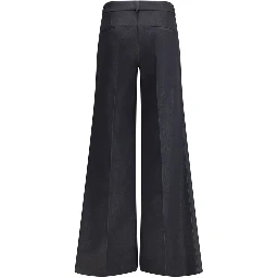 Black Polyester Flared Pants