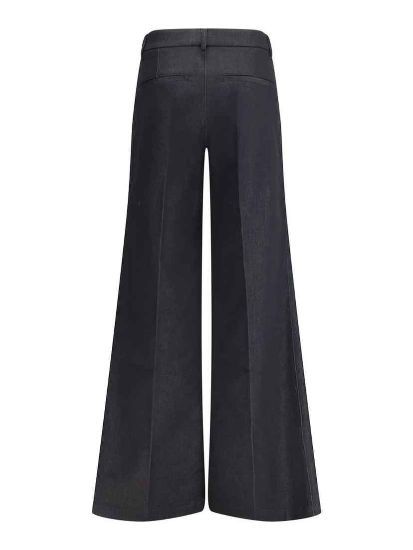Black Polyester Flared Pants