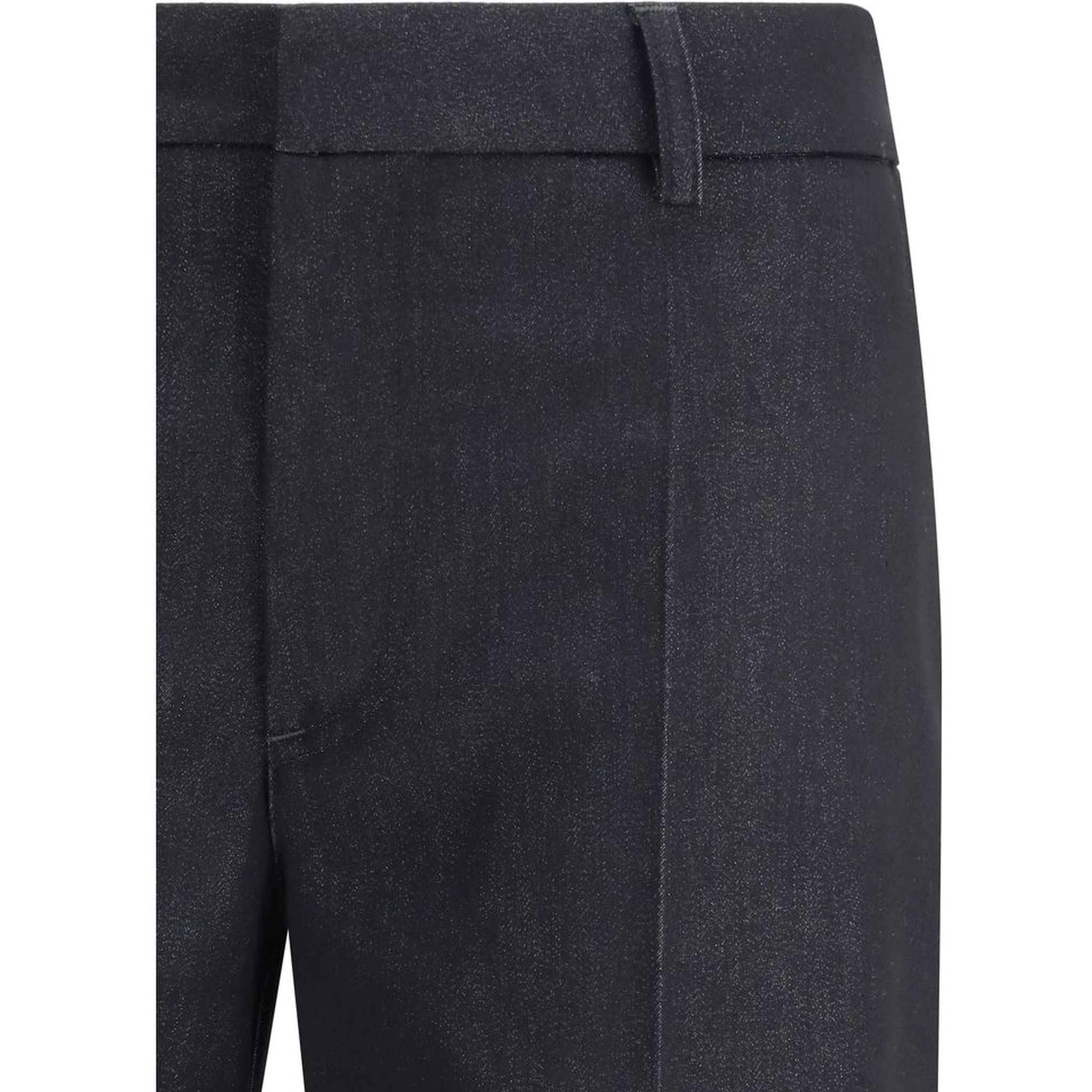 Black Polyester Flared Pants