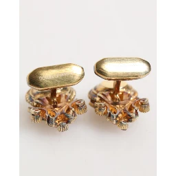 Gold Tone 925 Sterling Silver Crystal Accessory Cufflinks