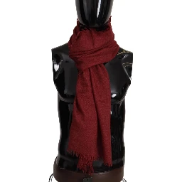 Red DG Crown Cashmere Silk Shawl Fringe Wrap Scarf