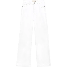 White palazzo leg jeans with a high waistband