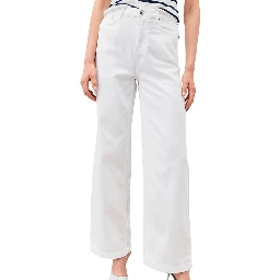 White palazzo leg jeans with a high waistband