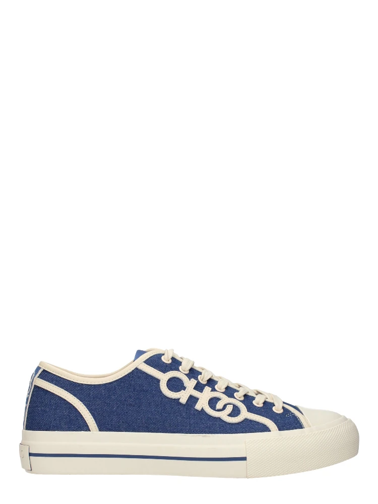 Blue Fabric Low Top Sneakers