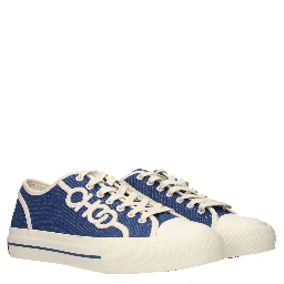 Blue Fabric Low Top Sneakers