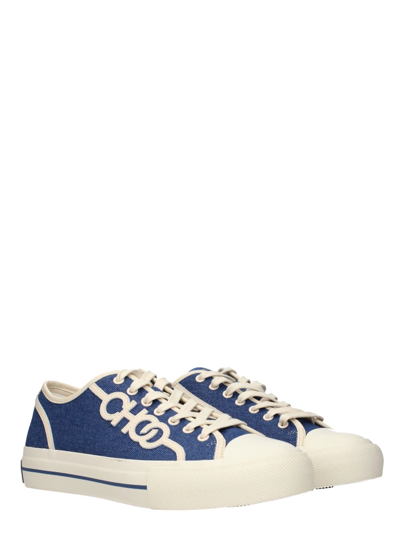 Blue Fabric Low Top Sneakers